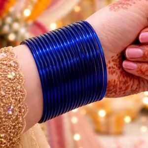 Blue Plain Glass Bangles | Size 2.10 | 2 Dozen Wedding Bangles